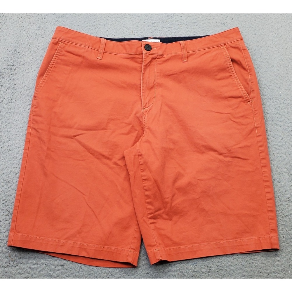 Timberland Chino Shorts Mens 36 Orange Flat Front Casual Summer Performance